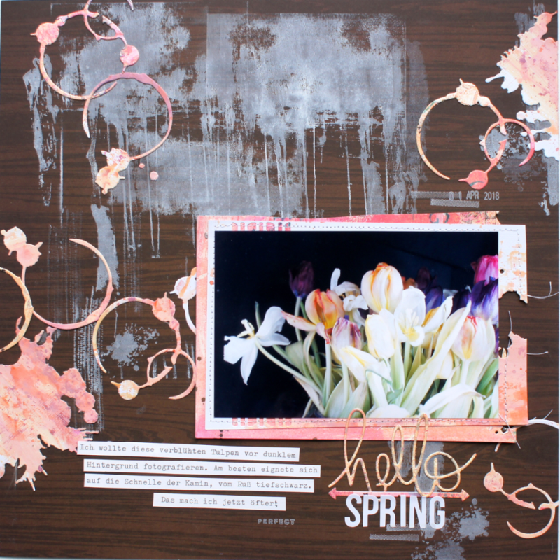 Scrapbooking Layout with Sizzix Paint Splats Sizzix Coffee Marks
