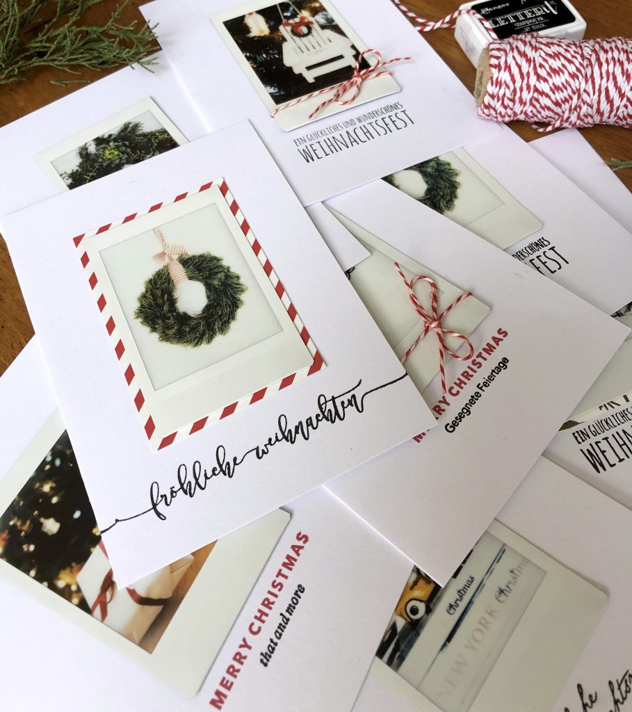 Schnelle Weihnachtskarten mit Fuji Instax Prints und Stempeln