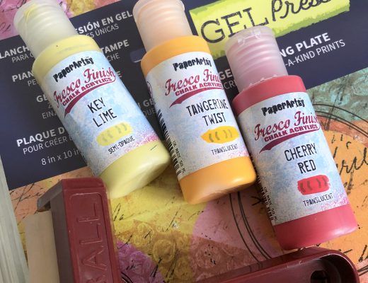 Gel Press mit Farbwalze und Acrylfarbe