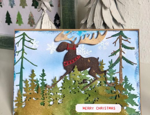 Weihnachtskarte Tim Holtz Merry Moose