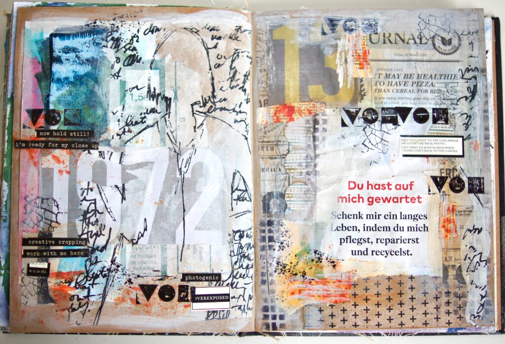 Art Journal Seiten mit Collagen Dina Wakley