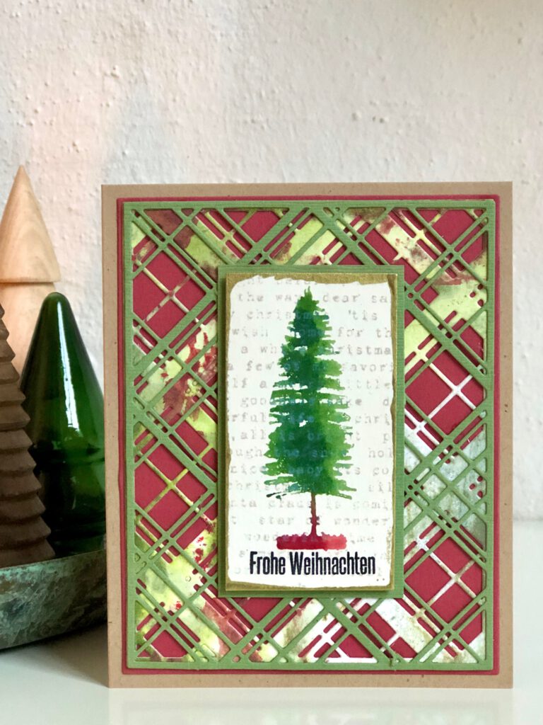 Weihnachtskarte Bottle Brush Tree Tim Holtz Stempel