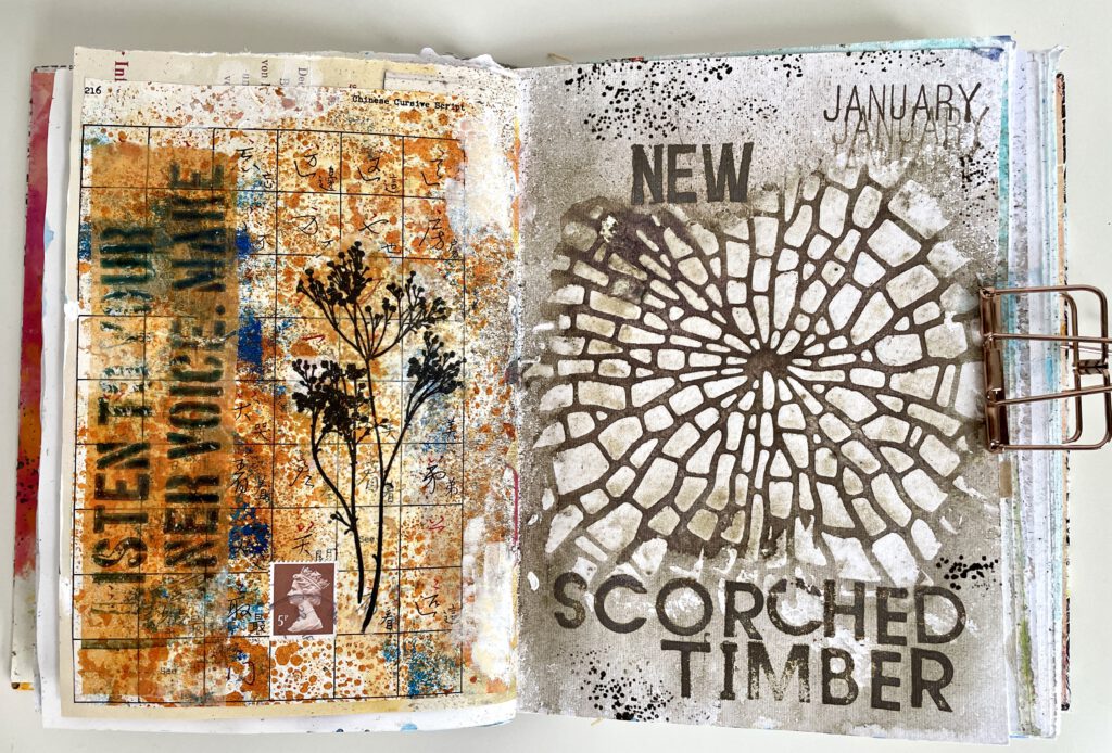 Art Journal Scorched Timber Distress Ink Texture Paste Snowfall