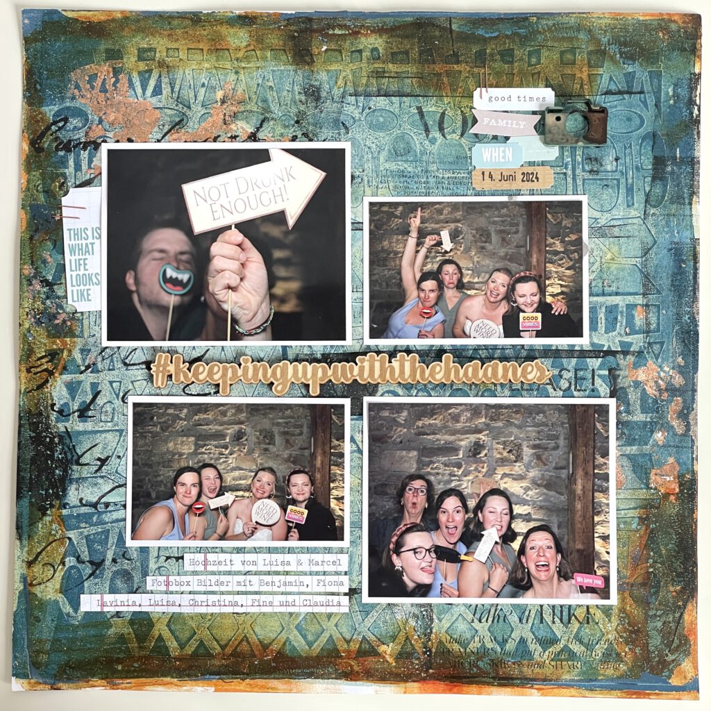 Mixed Media Scrapbooking Layout Gel Press Hintergrund