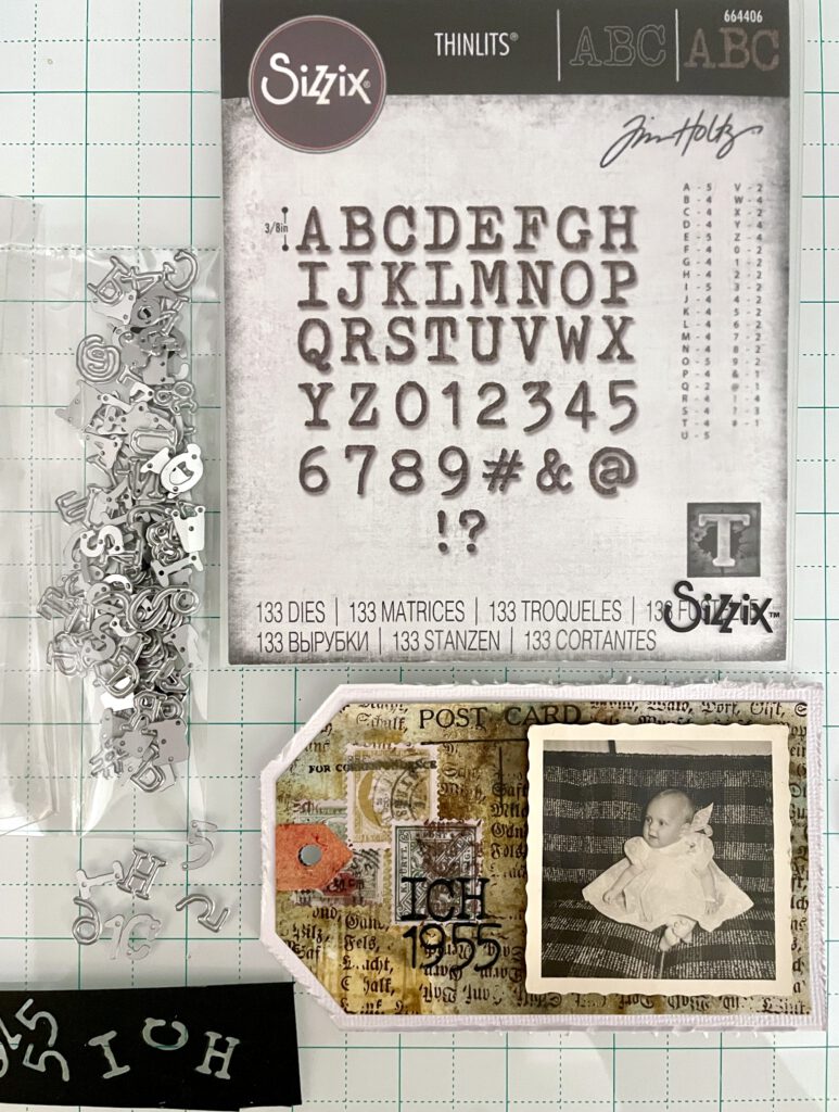 Tim Holtz Tiny Alphabet Mixed Media Scrapbooking Layout