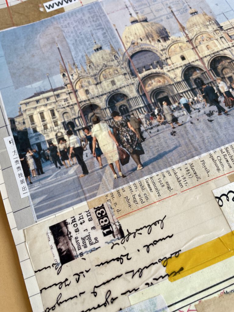 Art Journal mit Vintage Papier und transparenten Fotos
