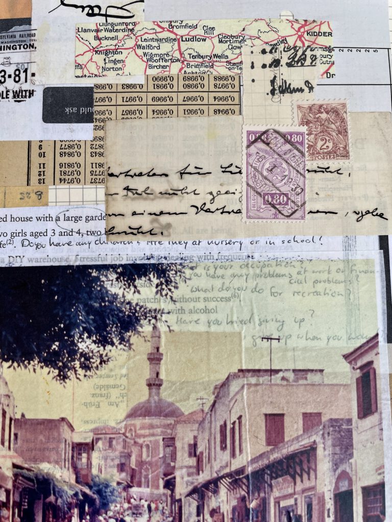 Art Journal mit Vintage Papier und transparenten Fotos