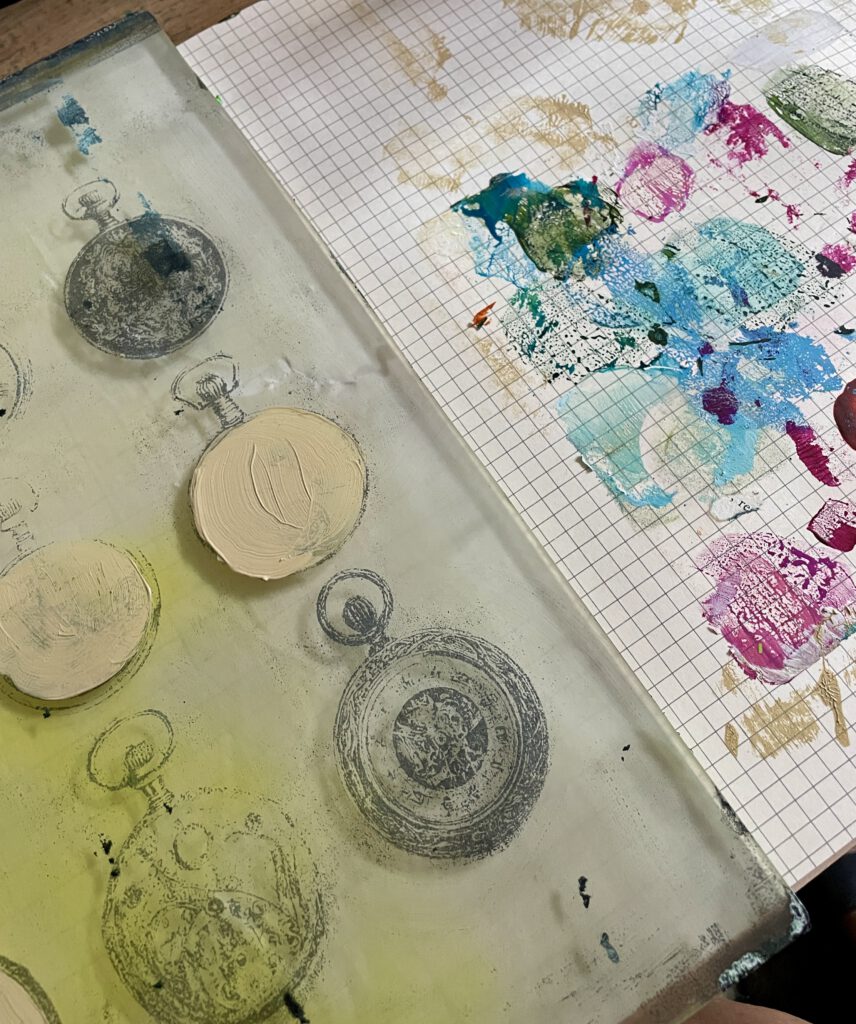 Art Journal mit Collage und Gelli Plate Transfer Druck