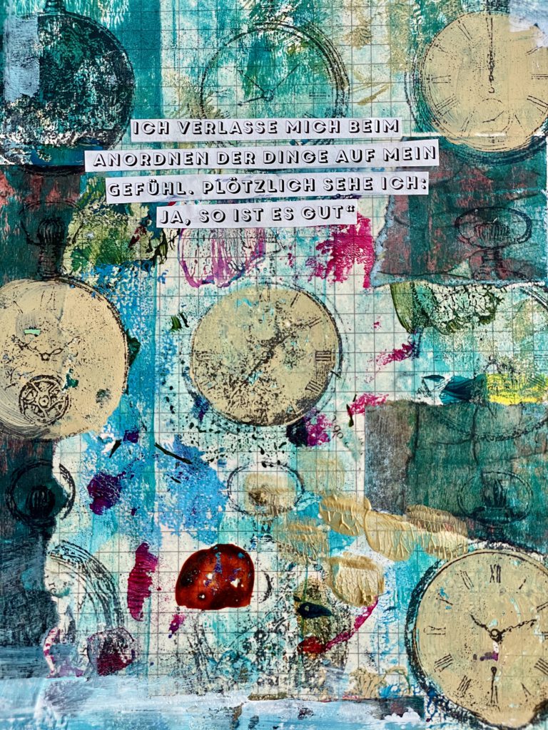 Art Journal mit Collage und Gelli Plate Transfer Druck