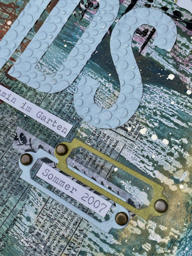 Scrapbooking Layouts mit Alcohol Ink Hintergrund Pool Kids