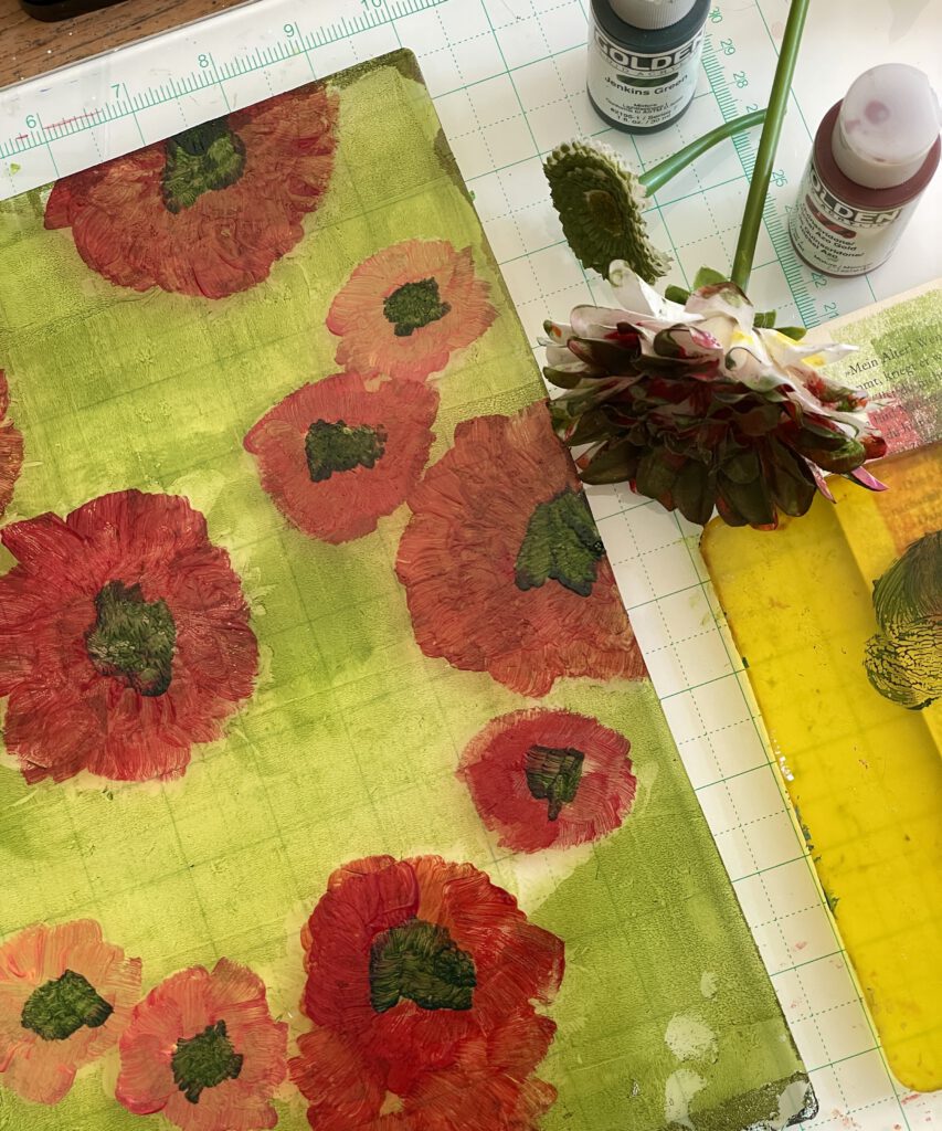 Neue Workshops Gelpress mit Blumen
