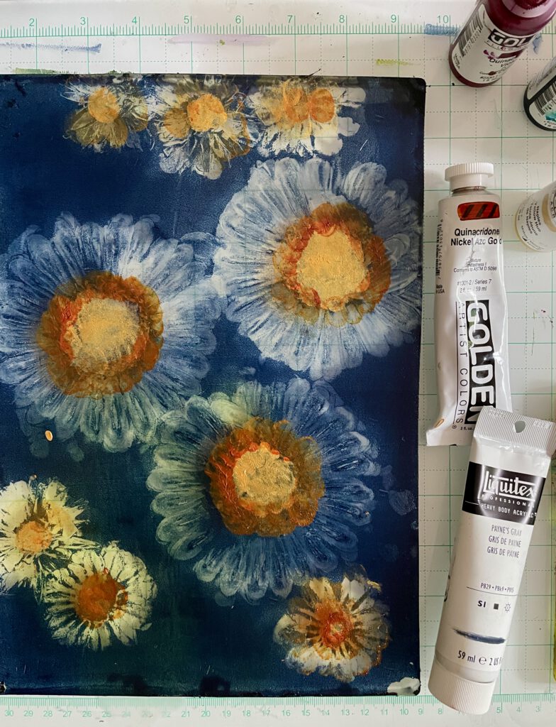 Neue Workshops Gelpress mit Blumen