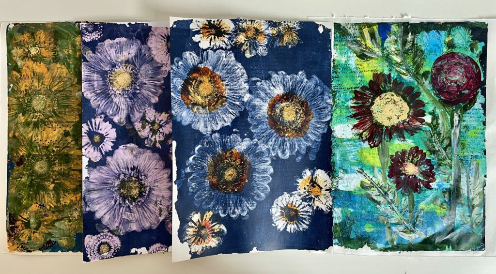 Neue Workshops Gelpress mit Blumen
