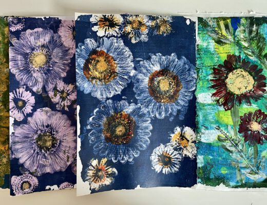 Neue Workshops Gelpress mit Blumen