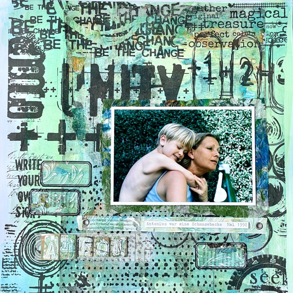 Scrapbooking Layout mit Seidenpapier und Mattints