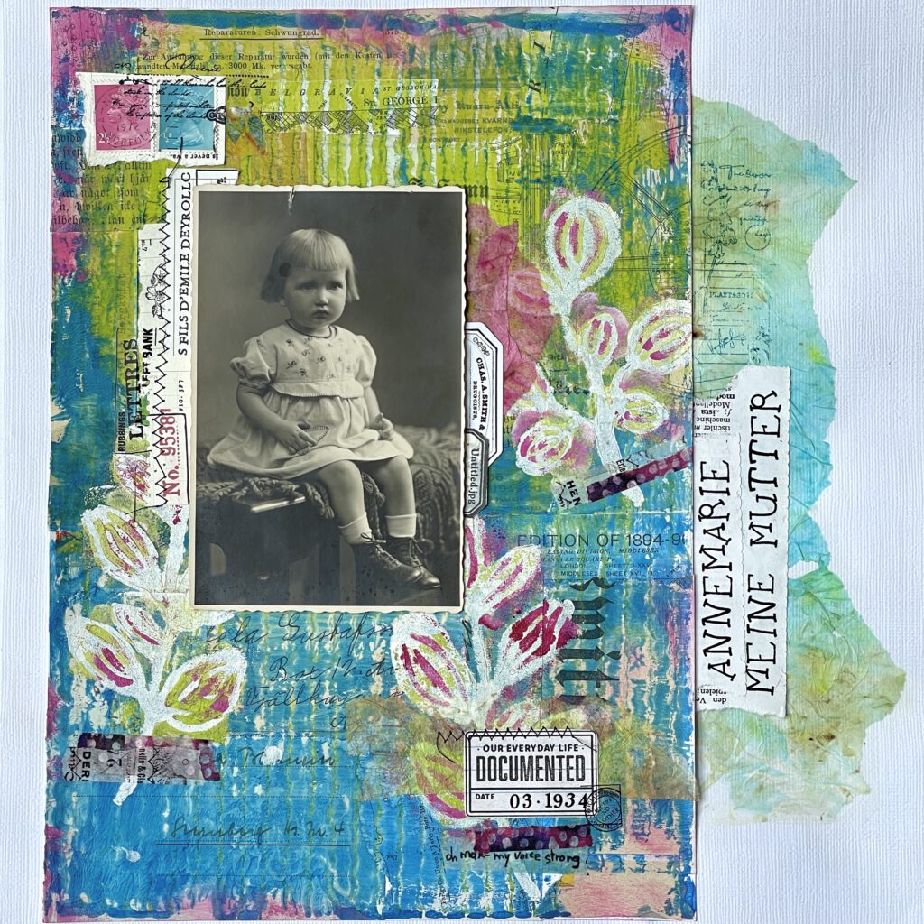 Scrapimpulse Gel Press Workshop Scrapbooking Layout Beispiel