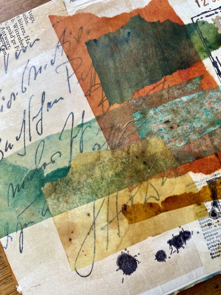 Seidenpapier einfärben für Collagen Mixed Media
