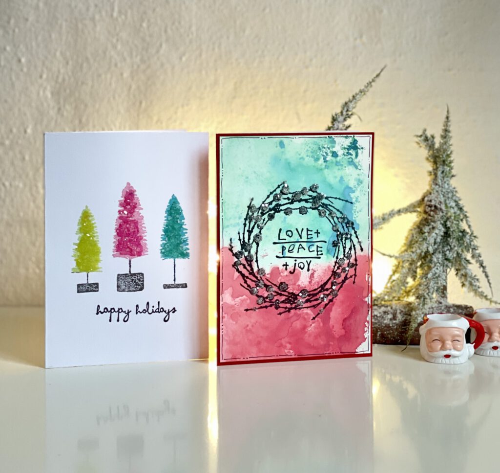 Weihnachtskarten 2025 Tim Holtz Bottlebrush Trees