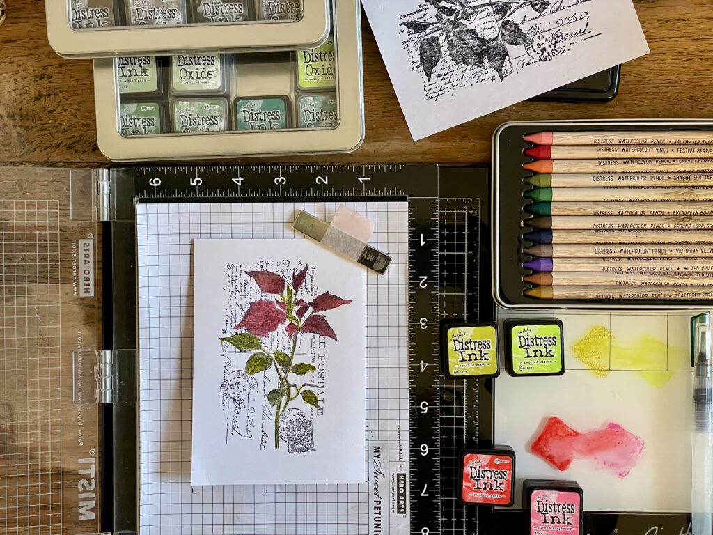 Weihnachtskarten Tim Holtz Stempelset Festive Collage 