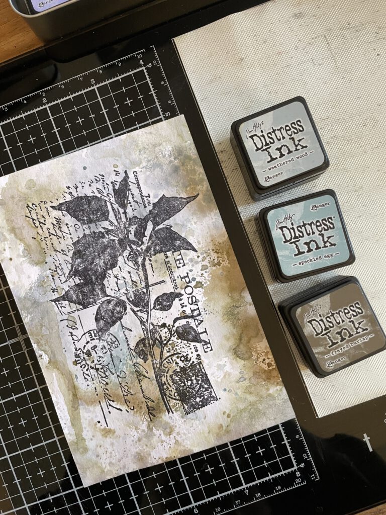 Weihnachtskarten Tim Holtz Stempelset Festive Collage 