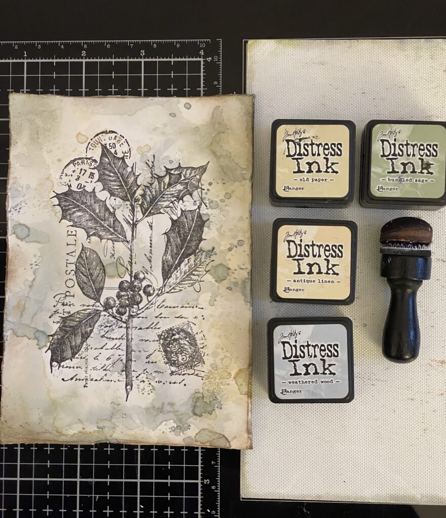 Weihnachtskarten Tim Holtz Stempelset Festive Collage 