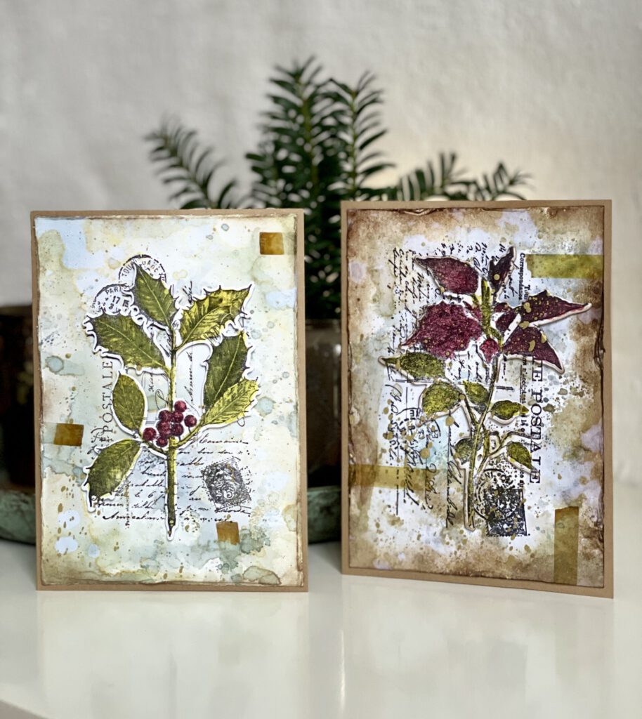 Weihnachtskarten Tim Holtz Stempelset Festive Collage 