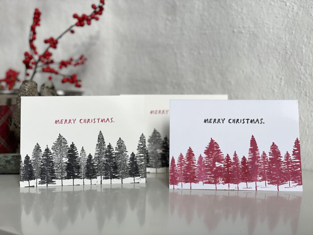 Weihnachtskarten 2025 schlicht gestempelt