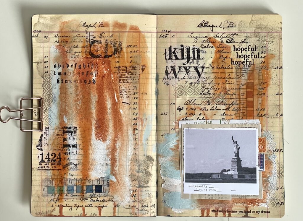 Art Journal mit Fotos Stempel Dina Wakley