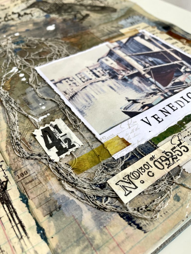 Art Journal mit Fotos Collage Stempel Dina Wakley