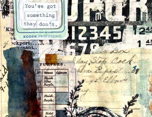 Art Journal mit Fotos Collage Stempel Dina Wakley