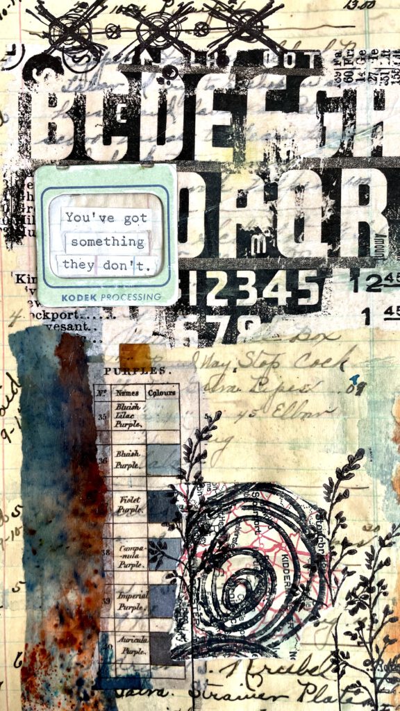Art Journal mit Fotos Collage Stempel Dina Wakley
