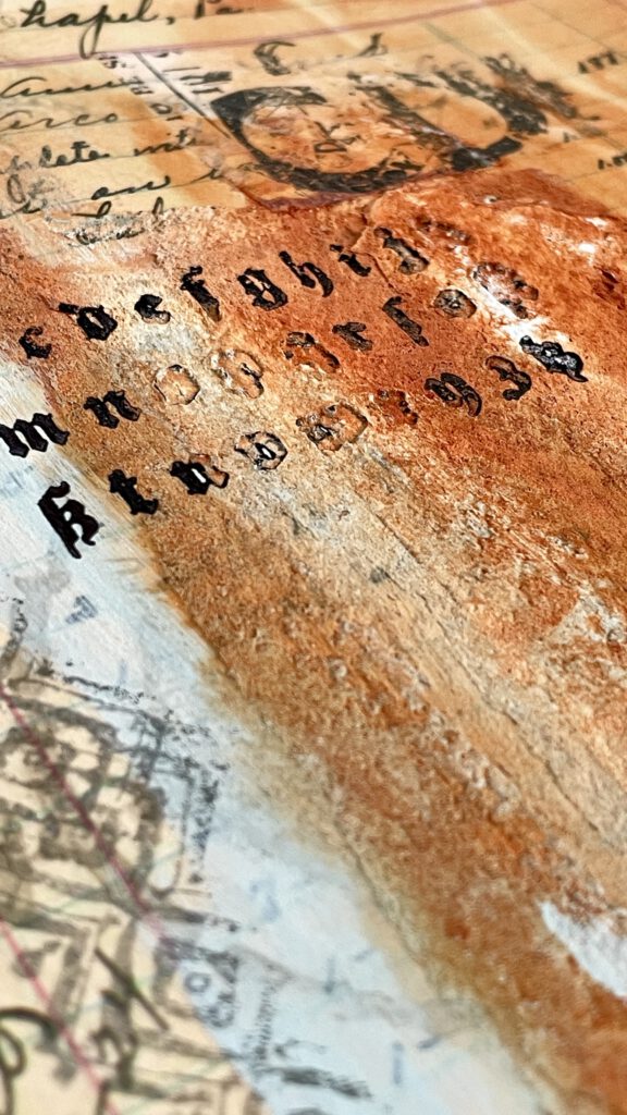 Art Journal mit Fotos Collage Stempel Dina Wakley