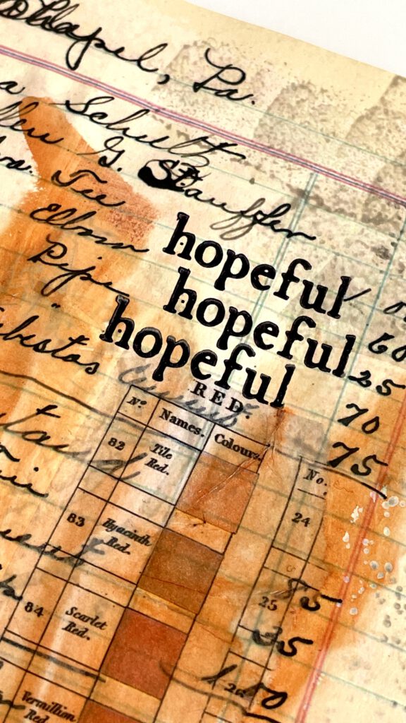 Ledger Journal mit Fotos Collage Stempel Dina Wakley