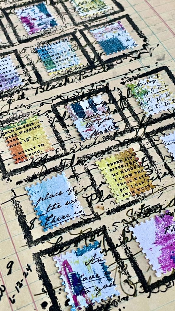 Briefmarken Art Journal Dina Wakley Vintage Ledger Journal