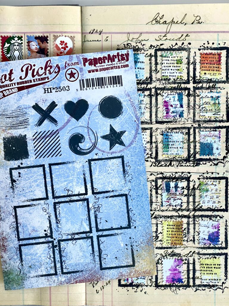 Briefmarken Art Journal Dina Wakley Vintage Ledger Journal