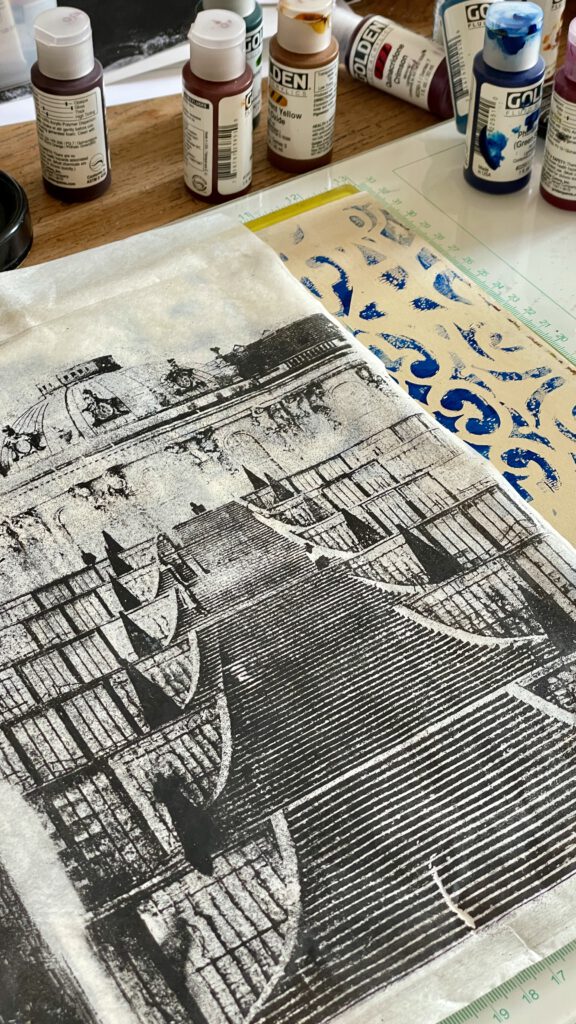 Gelli Print Transfer Technik welche Farben