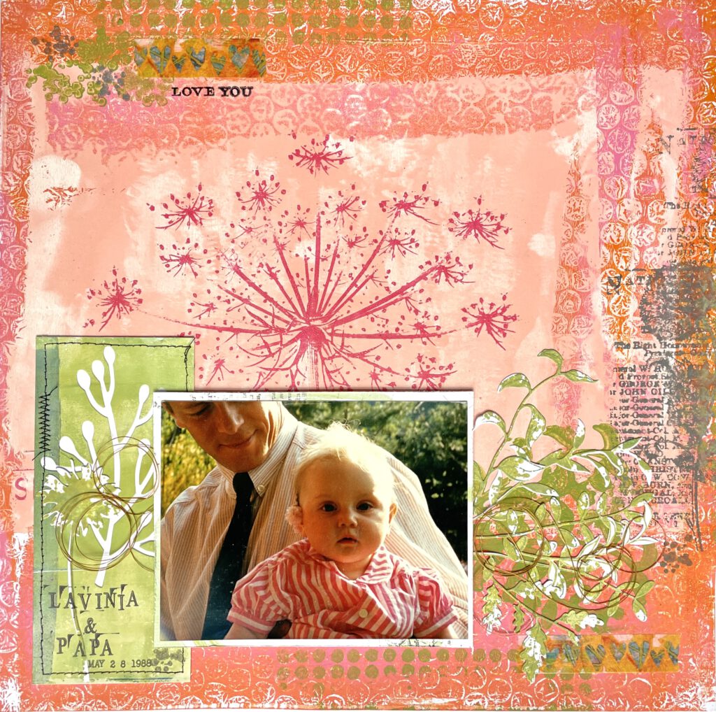 Gelli Plate Foto-Transfer Workshop Scrapbooking Layout