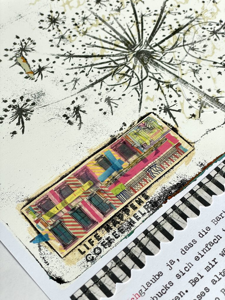 Gelli Plate Foto-Transfer Scrapbooking Layout Details
