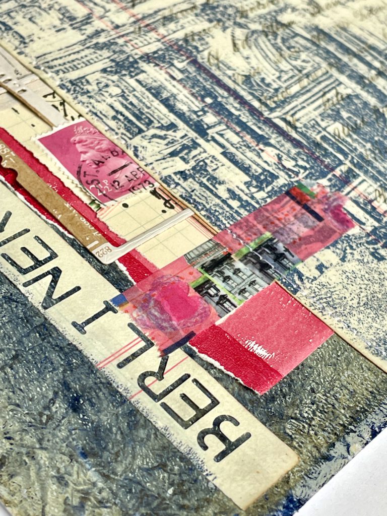 Gelli Plate Foto-Transfer Scrapbooking Layout Details