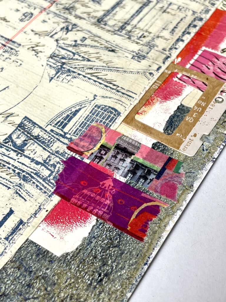 Gelli Plate Foto-Transfer Scrapbooking Layout Details