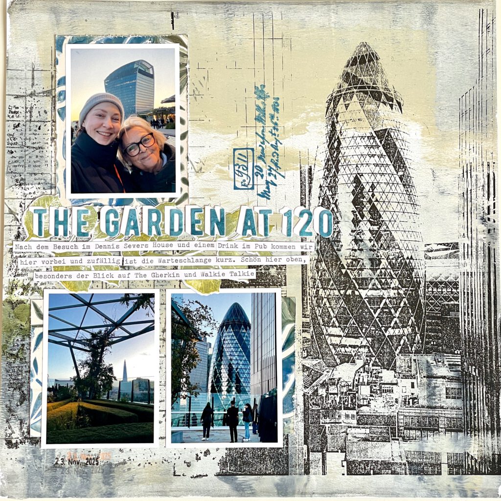 Gelli Plate Foto-Transfer Scrapbooking Layout