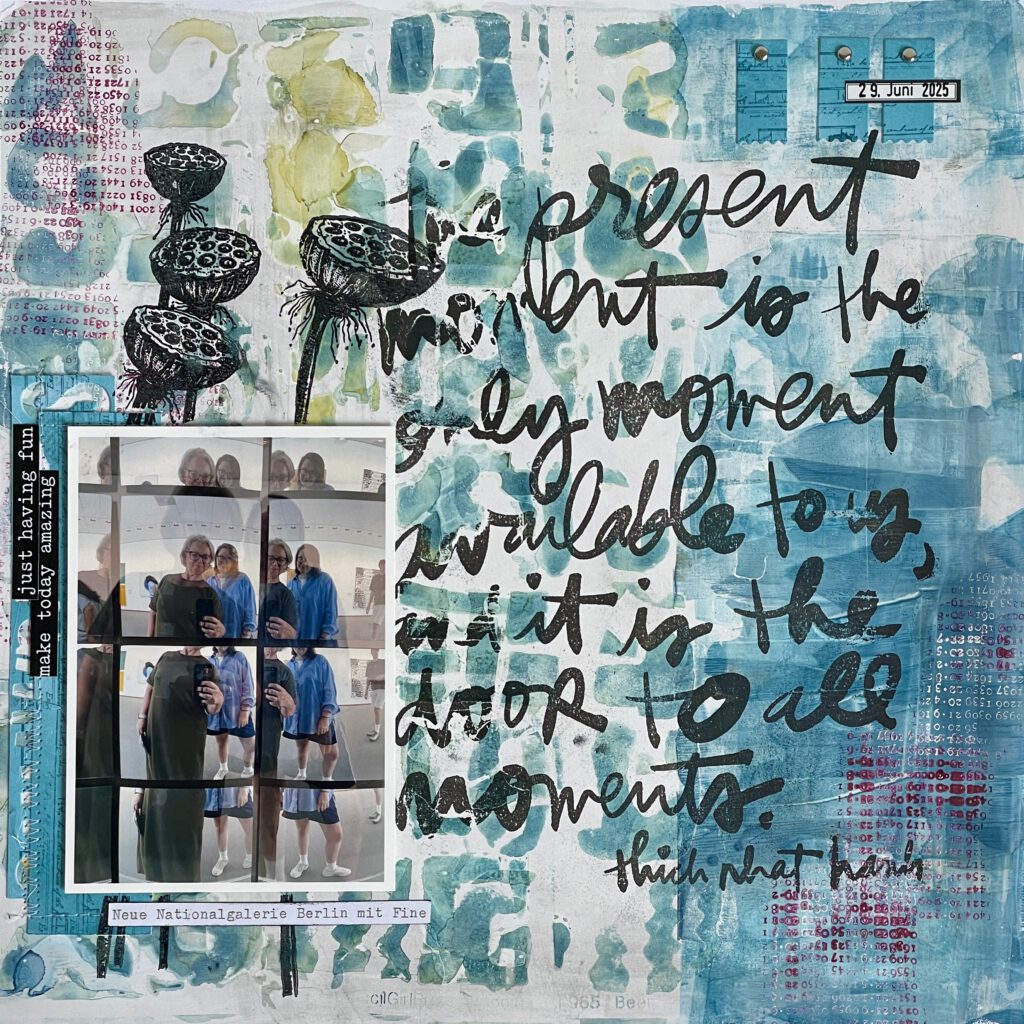 Gelli Plate Foto-Transfer Scrapbooking Layout