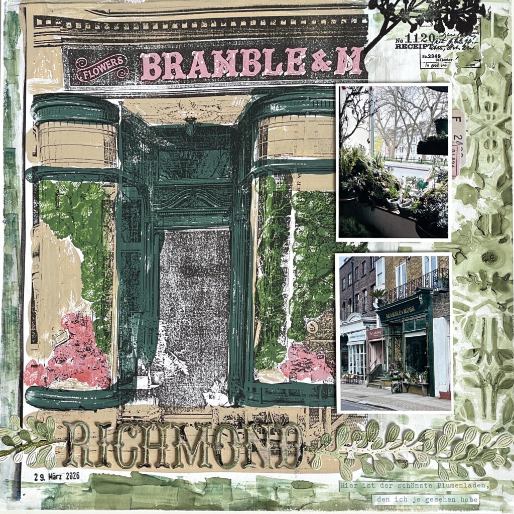 Scrapbooking Layout mit Foto-Transfer auf Gelpress Platte
