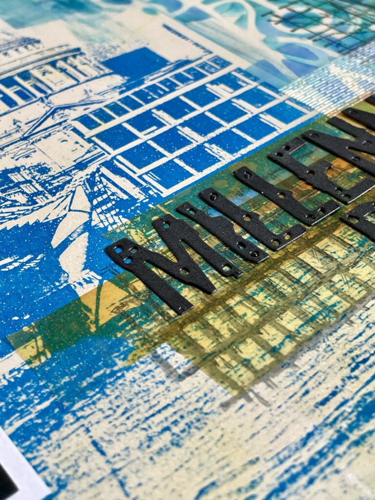 Gelli Plate Foto-Transfer Scrapbooking Layout Stempel